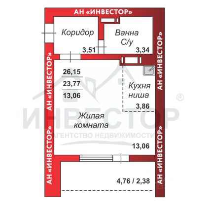 Продажа квартиры-студии 24 м², 3/17 этаж