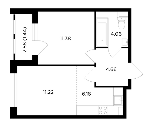 Продажа 2-комнатной квартиры 38,9 м², 2/6 этаж