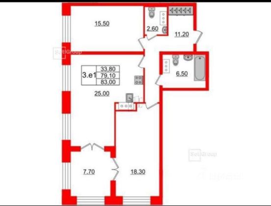 Продажа 2-комнатной квартиры 78,7 м², 1/8 этаж