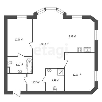 Продажа 2-комнатной квартиры 73,8 м², 3/6 этаж