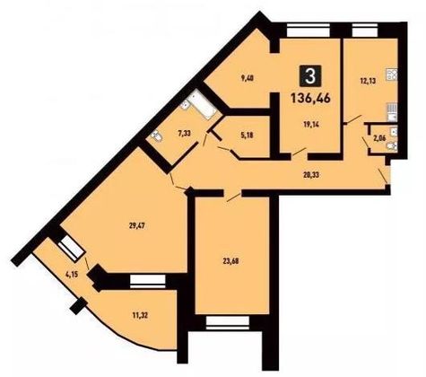 Продажа 3-комнатной квартиры 139,2 м², 5/12 этаж