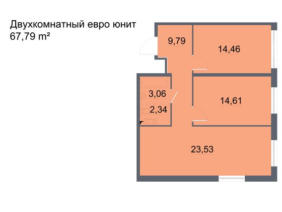 Продажа 2-комнатной квартиры 67,8 м², 9/24 этаж
