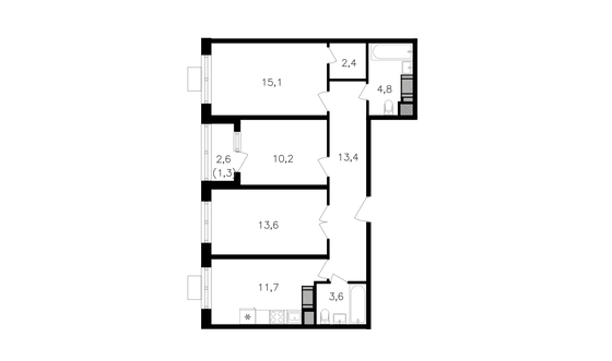 76,1 м², 3-комн. квартира, 3/27 этаж