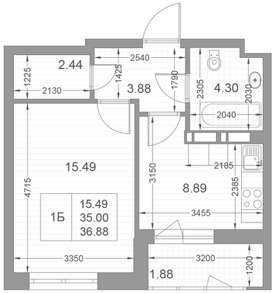 Продажа 1-комнатной квартиры 36,9 м², 7/10 этаж