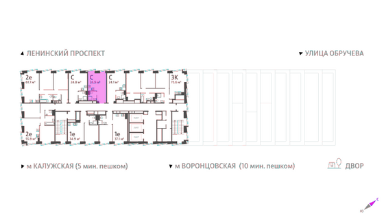 Продажа квартиры-студии 24,9 м², 43/58 этаж