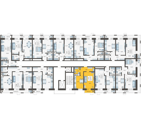 Продажа 1-комнатной квартиры 42,1 м², 12/12 этаж