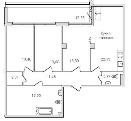 Продажа 4-комнатной квартиры 96,7 м², 6/8 этаж