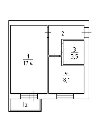 Продажа 1-комнатной квартиры 34 м², 3/3 этаж