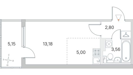 Продажа квартиры-студии 26,1 м², 2/4 этаж