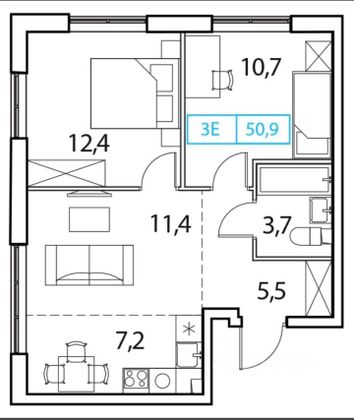 Продажа 3-комнатной квартиры 50,7 м², 4/17 этаж