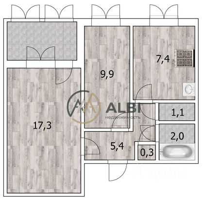 Продажа 2-комнатной квартиры 43,4 м², 9/9 этаж