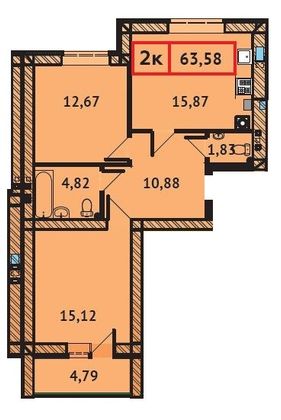 Продажа 2-комнатной квартиры 63,6 м², 9/9 этаж