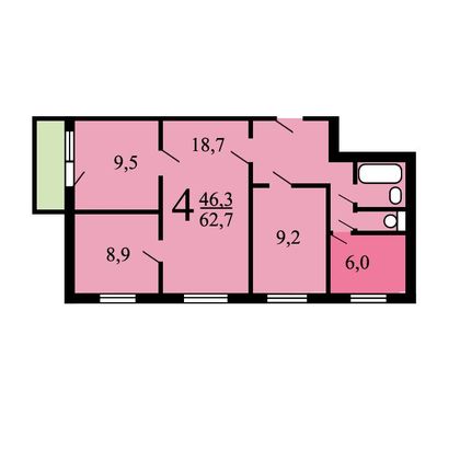 Продажа 4-комнатной квартиры 63 м², 7/9 этаж