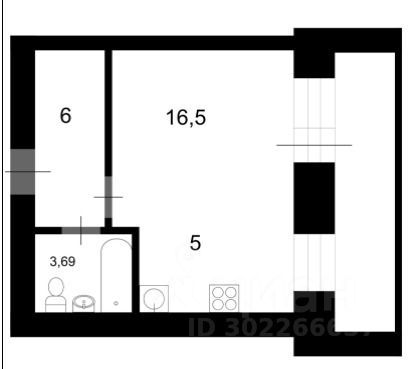 Продажа 1-комнатной квартиры 35,3 м², 2/9 этаж