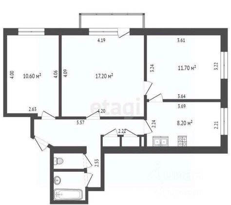 Продажа 3-комнатной квартиры 60 м², 4/9 этаж