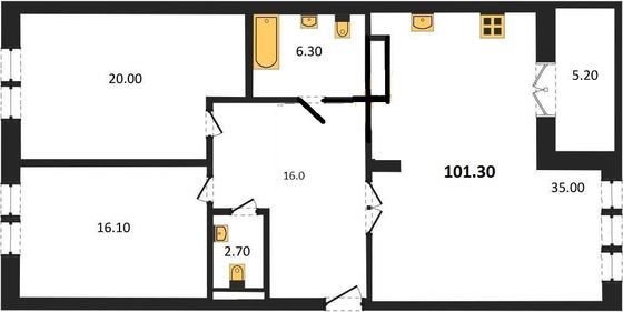 Продажа 3-комнатной квартиры 101 м², 1/3 этаж