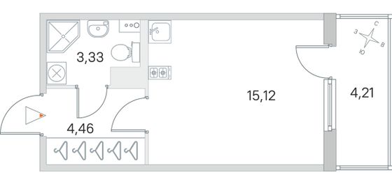 Продажа квартиры-студии 24,2 м², 4/4 этаж