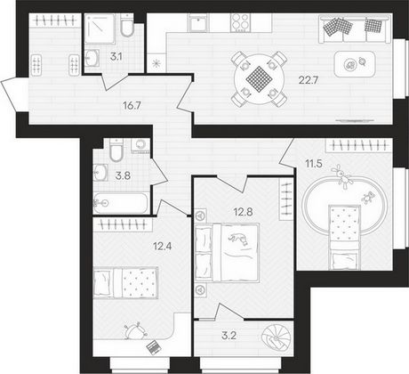 Продажа 3-комнатной квартиры 86,2 м², 6/10 этаж