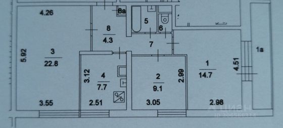 Продажа 3-комнатной квартиры 64,2 м², 3/16 этаж