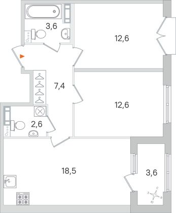 Продажа 2-комнатной квартиры 59,1 м², 4/4 этаж