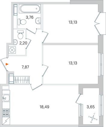 Продажа 2-комнатной квартиры 60,4 м², 2/4 этаж