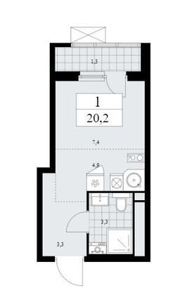 Продажа квартиры-студии 20,2 м², 16/16 этаж