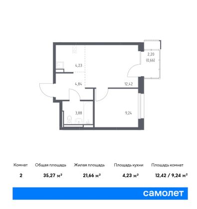 35,3 м², 1-комн. квартира, 4/17 этаж