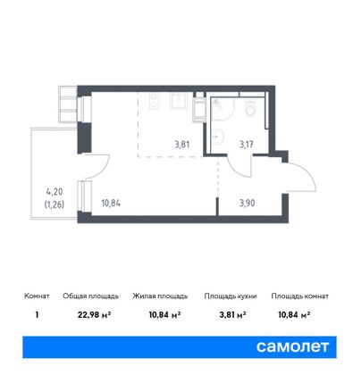 23 м², студия, 12/15 этаж