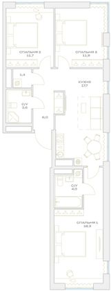 Продажа 3-комнатной квартиры 74,6 м², 6/23 этаж