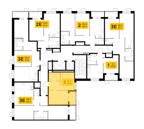 Продажа 1-комнатной квартиры 33,4 м², 2/14 этаж