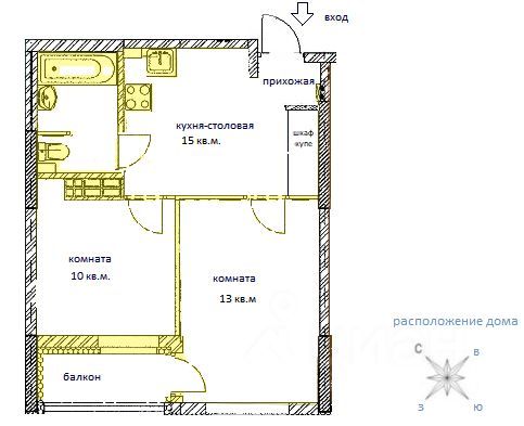 Продажа 1-комнатной квартиры 38,3 м², 10/10 этаж