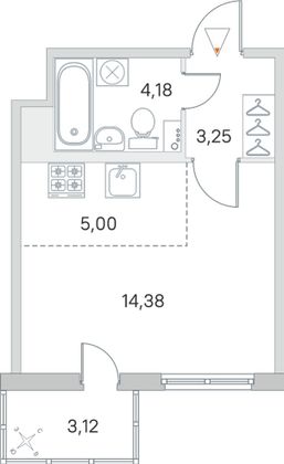 Продажа квартиры-студии 27,8 м², 4/8 этаж