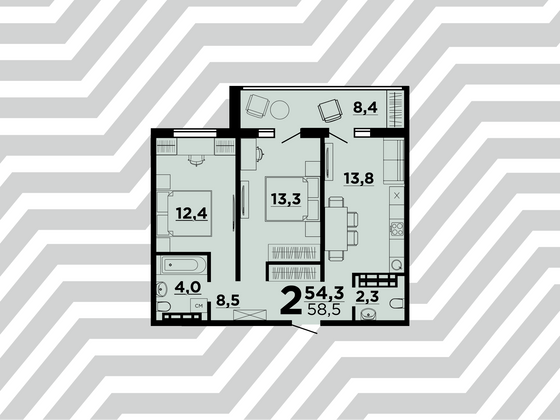 Продажа 2-комнатной квартиры 58,5 м², 2/9 этаж