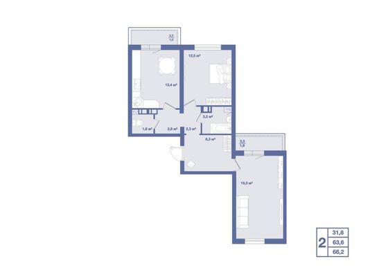 Продажа 2-комнатной квартиры 66,2 м², 5/10 этаж