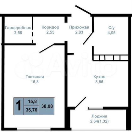 Продажа 1-комнатной квартиры 38 м², 10/17 этаж