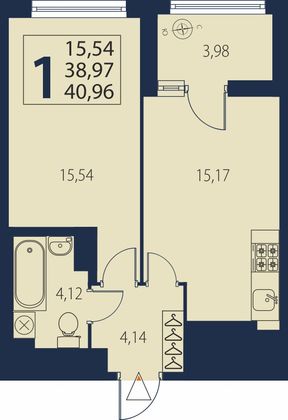 Продажа 1-комнатной квартиры 41 м², 24/27 этаж