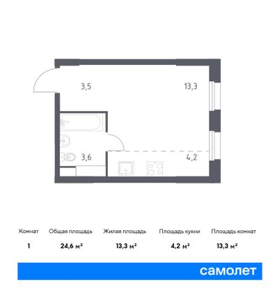 40,2 м², 1-комн. квартира, 6/7 этаж