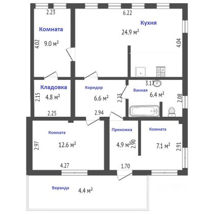Продажа дома, 76,3 м², с участком 12 соток