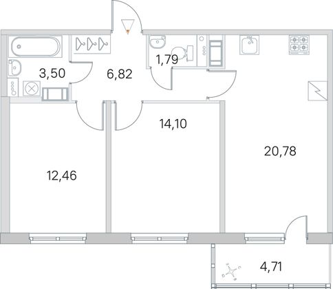 Продажа 2-комнатной квартиры 60,9 м², 4/5 этаж