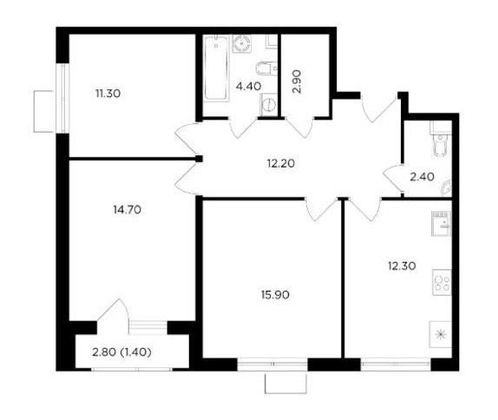 Продажа 3-комнатной квартиры 77,5 м², 10/17 этаж
