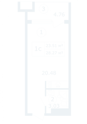 Продажа квартиры-студии 28,3 м², 9/12 этаж