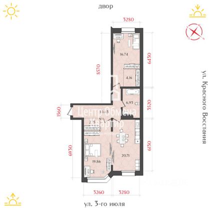 Продажа 2-комнатной квартиры 82,3 м², 2/6 этаж