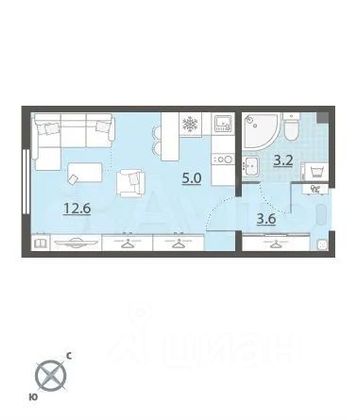 Продажа квартиры-студии 24,2 м², 1/5 этаж