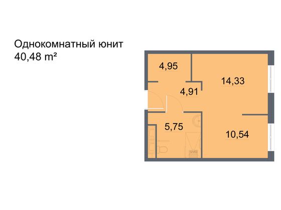 Продажа 1-комнатной квартиры 40,5 м², 19/24 этаж