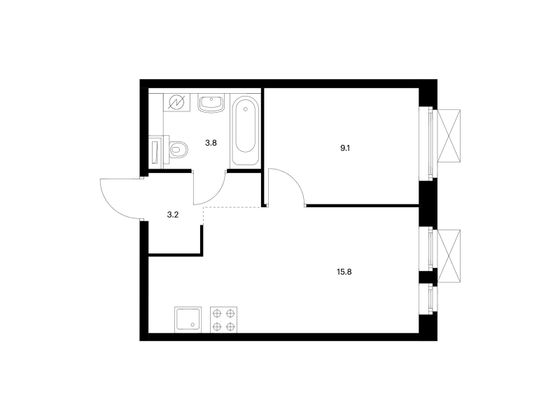 Продажа 1-комнатной квартиры 31,9 м², 16/25 этаж