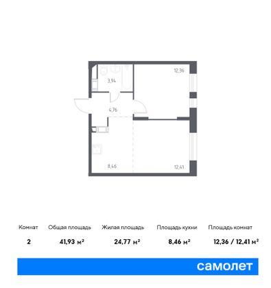 Продажа 2-комнатной квартиры 41,9 м², 14/17 этаж