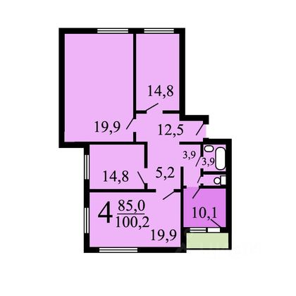 Продажа 4-комнатной квартиры 101 м², 19/22 этаж