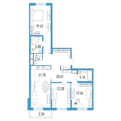 100 м², 3-комн. квартира, 14/18 этаж