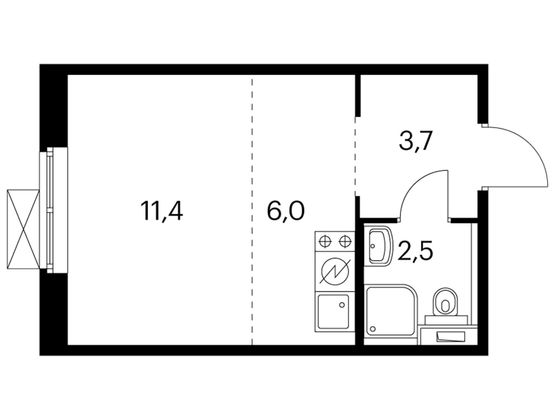 Продажа квартиры-студии 23,7 м², 3/9 этаж