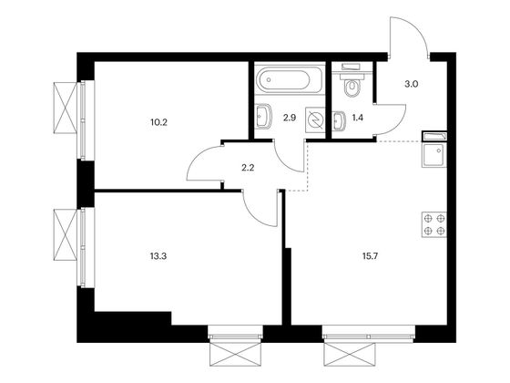 Продажа 2-комнатной квартиры 48,7 м², 33/33 этаж